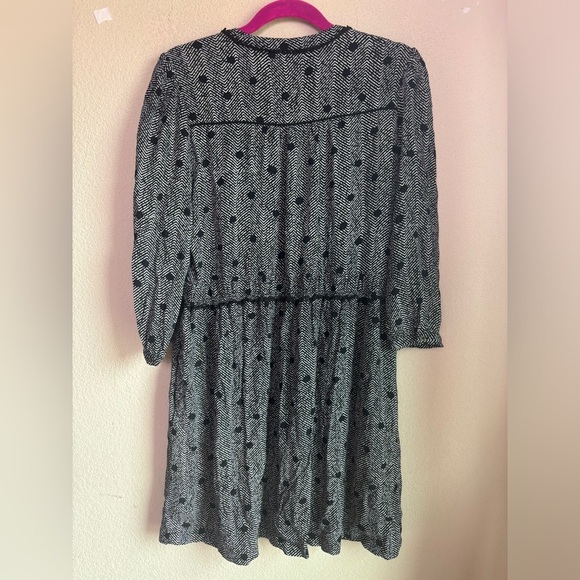 Anthropologie Maeve Galen Black & White Polka Dot Boho Striped Dress L - Picture 12 of 12